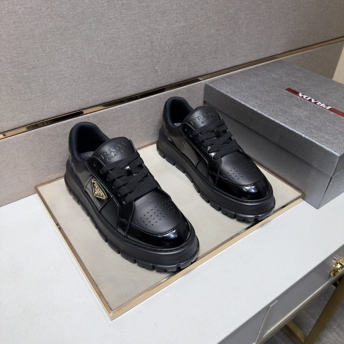 Prada Paneled Low-Top Sneakers — front
