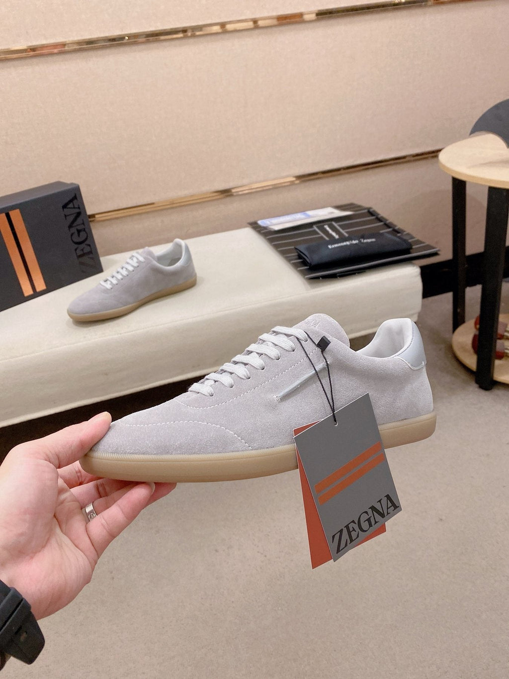Zegna Suede Low-Top Sneakers — side