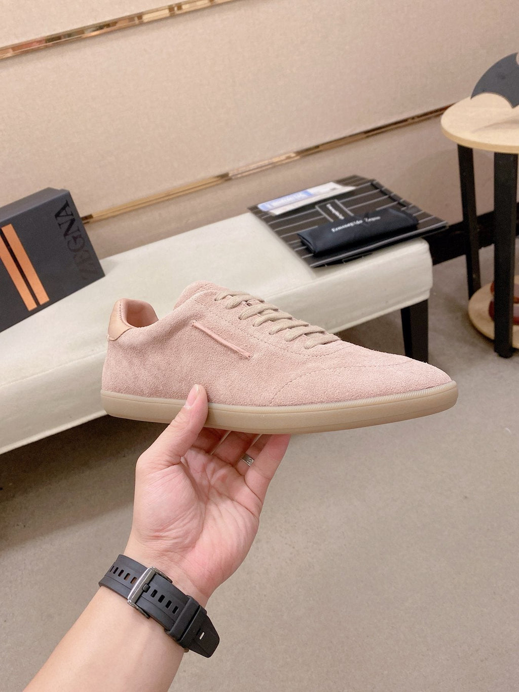 Zegna Suede Low-Top Sneakers — side