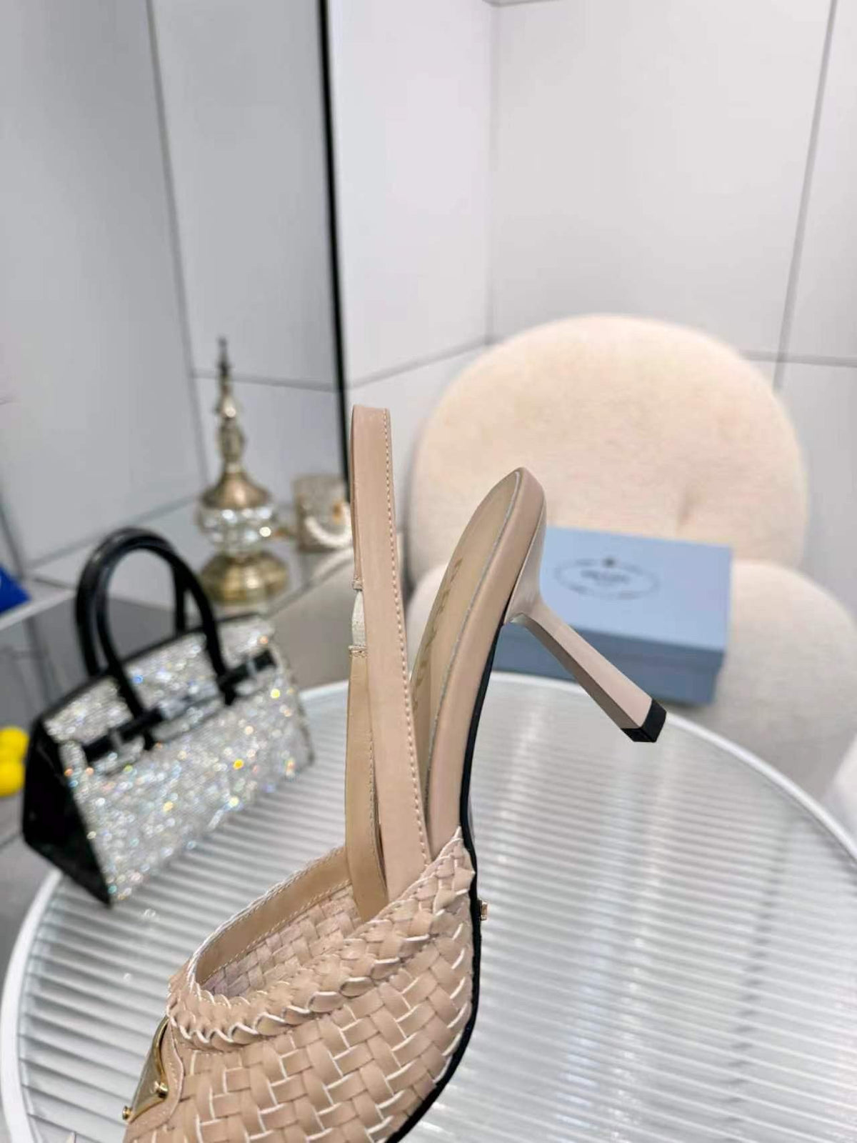 Prada Woven Slingback Pumps — side