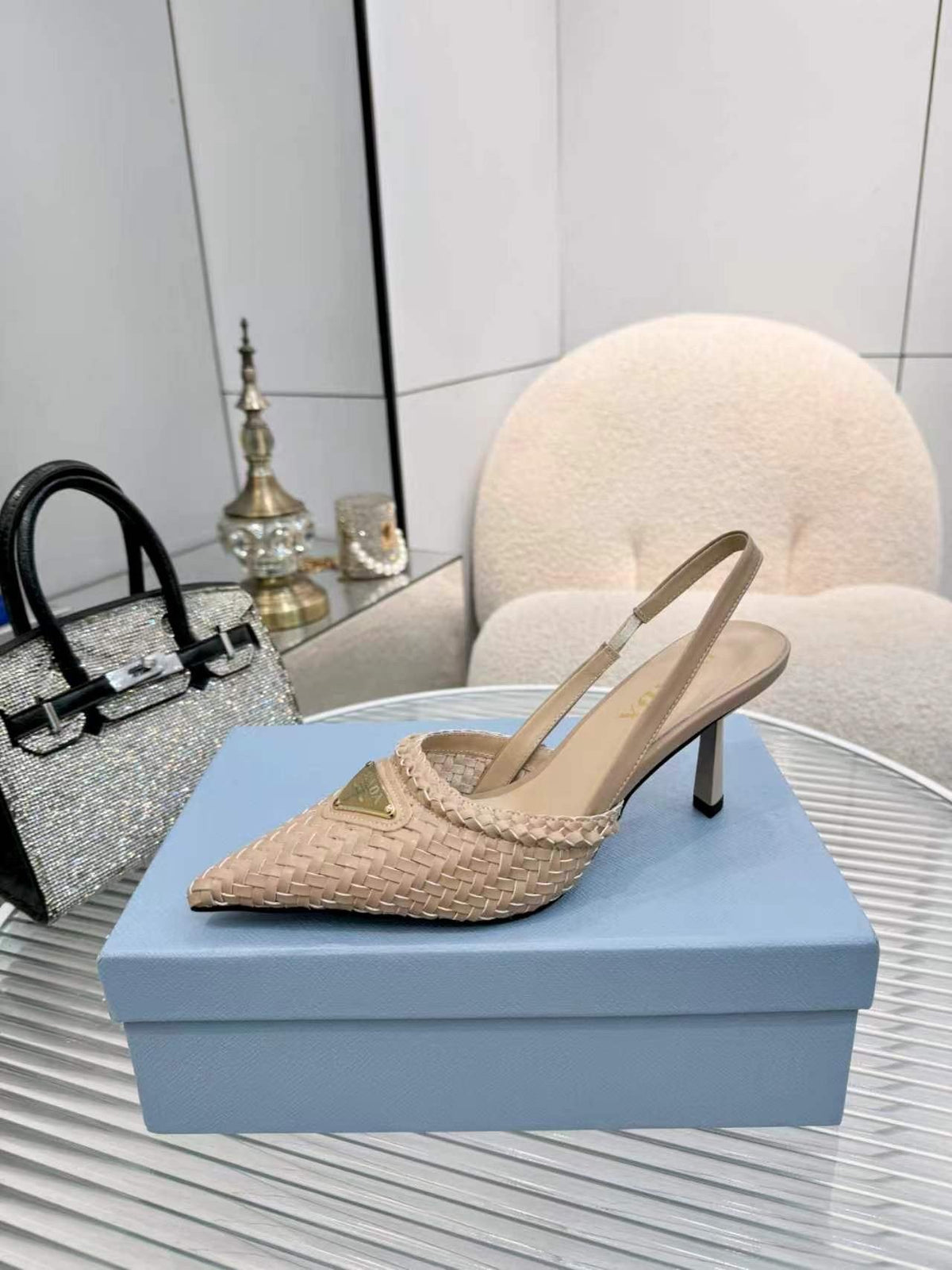 Prada Woven Slingback Pumps — hero