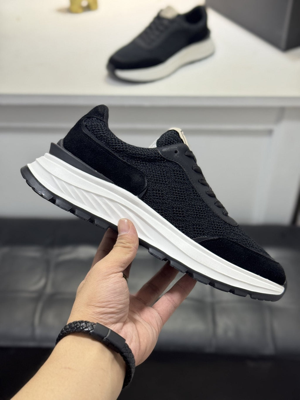 Zegna Knit Lace-Up Sneakers — side