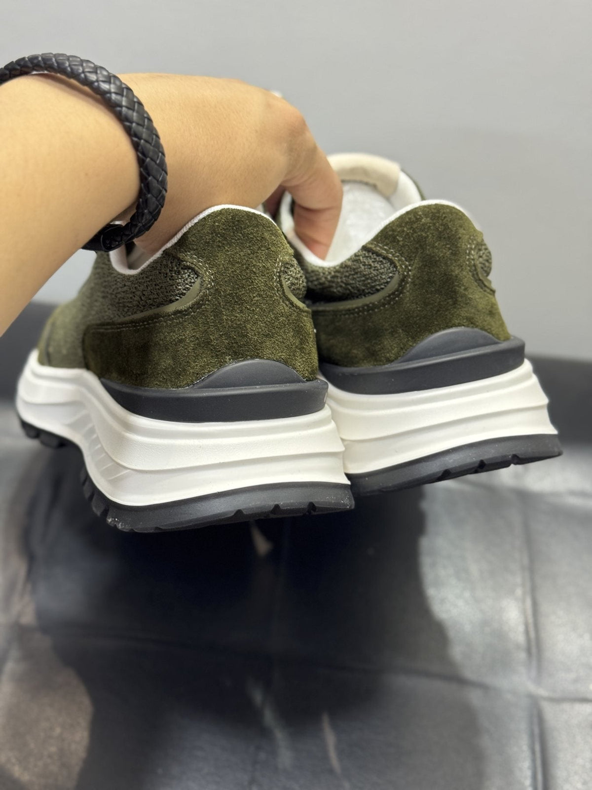 Zegna Knit Lace-Up Sneakers — back