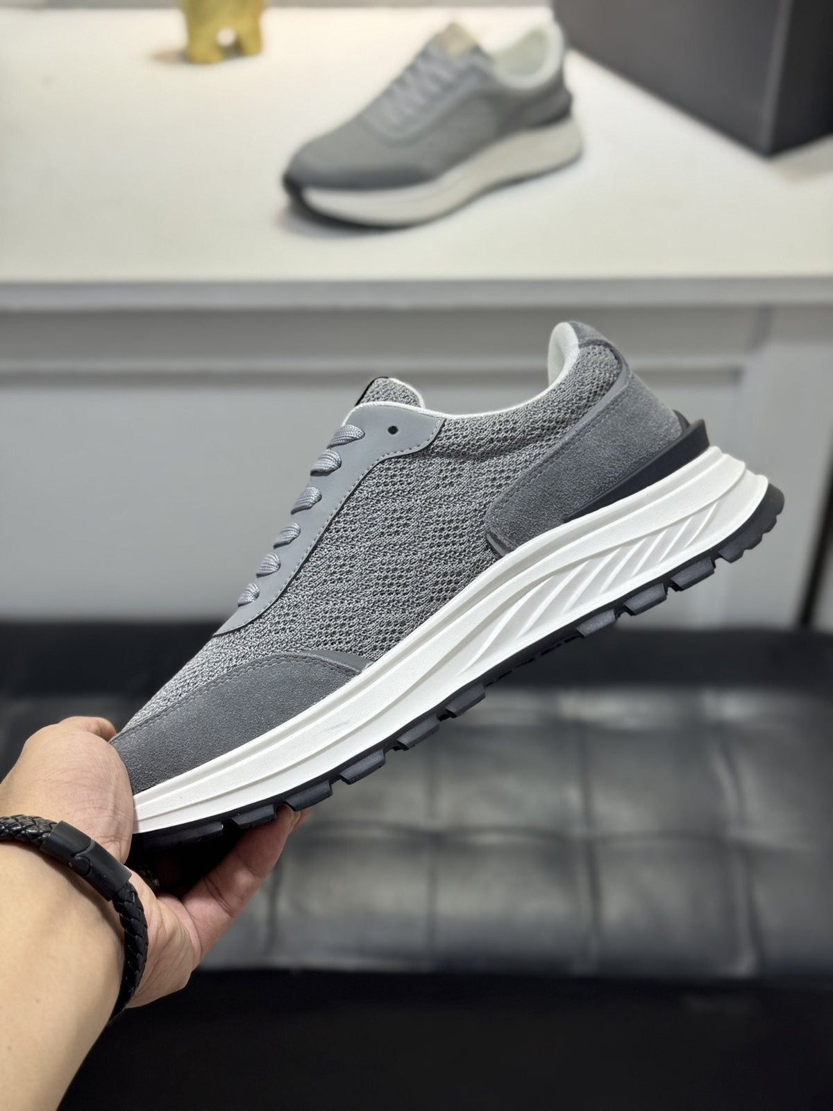 Zegna Knit Lace-Up Sneakers — side