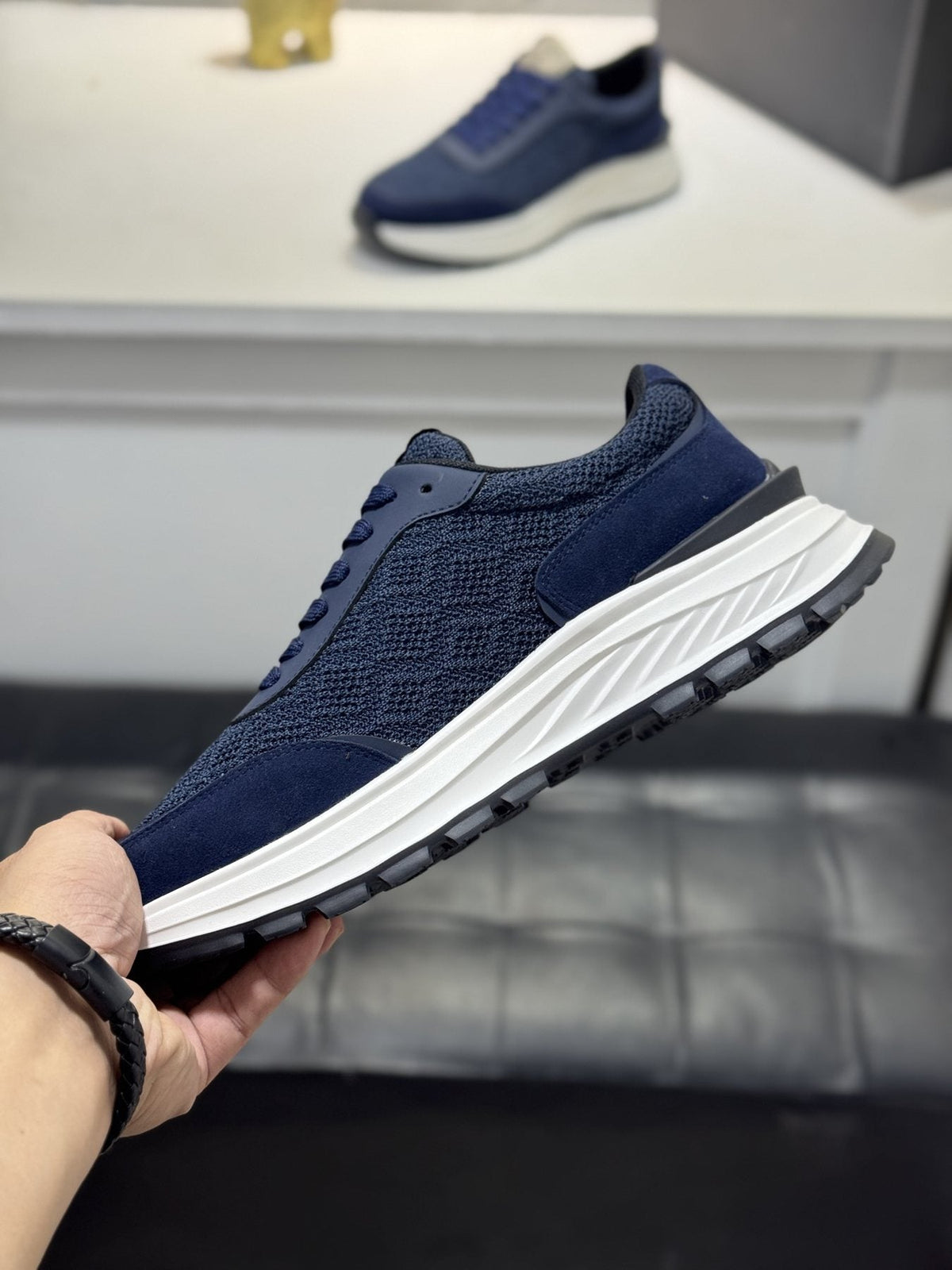 Zegna Knit Lace-Up Sneakers — side
