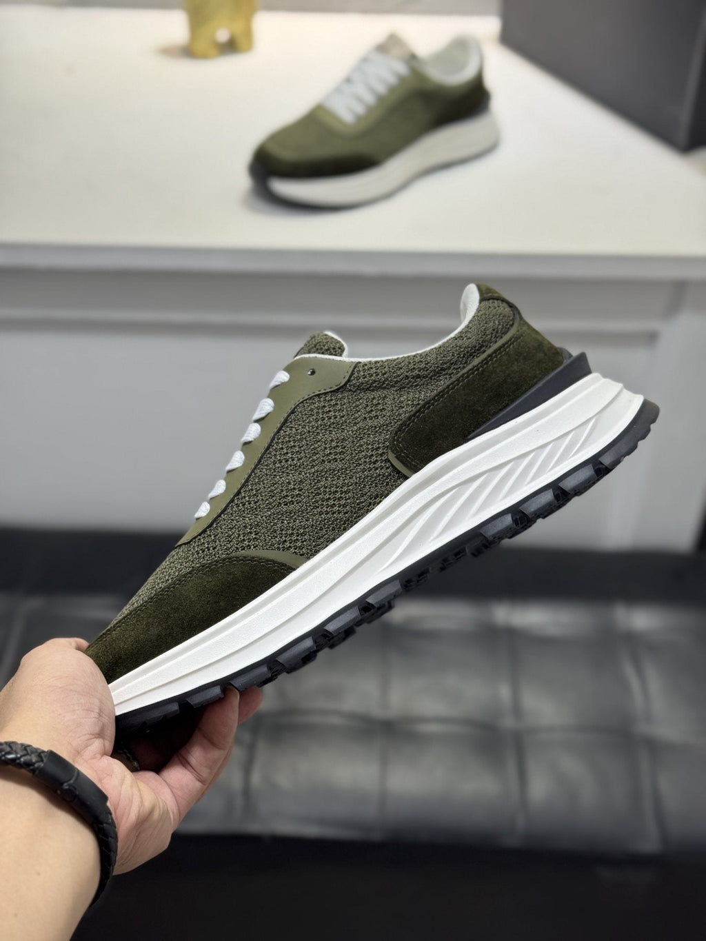 Zegna Knit Lace-Up Sneakers — side