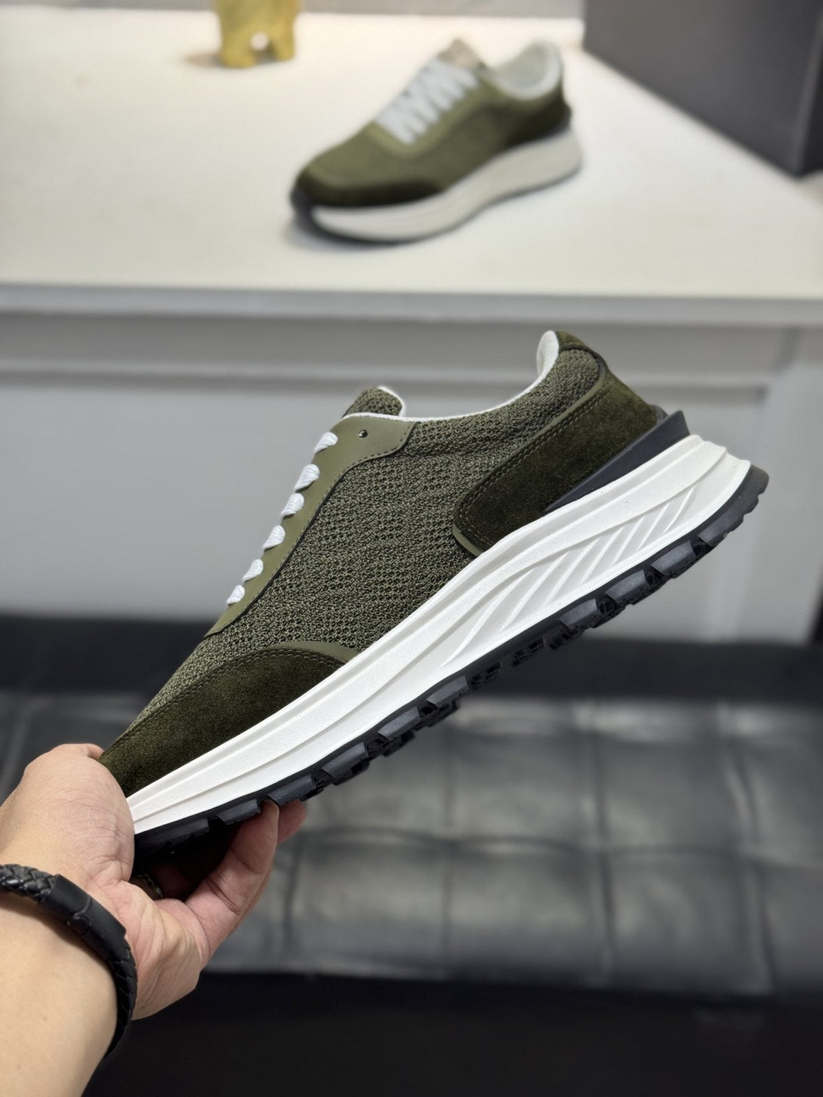 Zegna Knit Lace-Up Sneakers — side