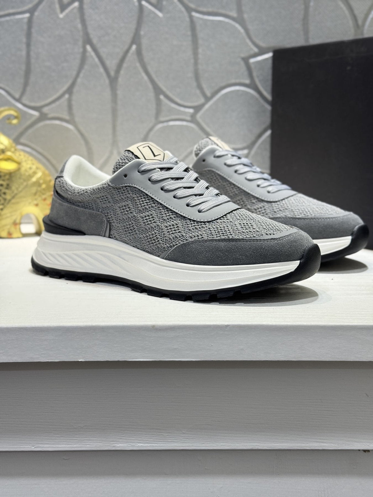 Zegna Knit Lace-Up Sneakers — front