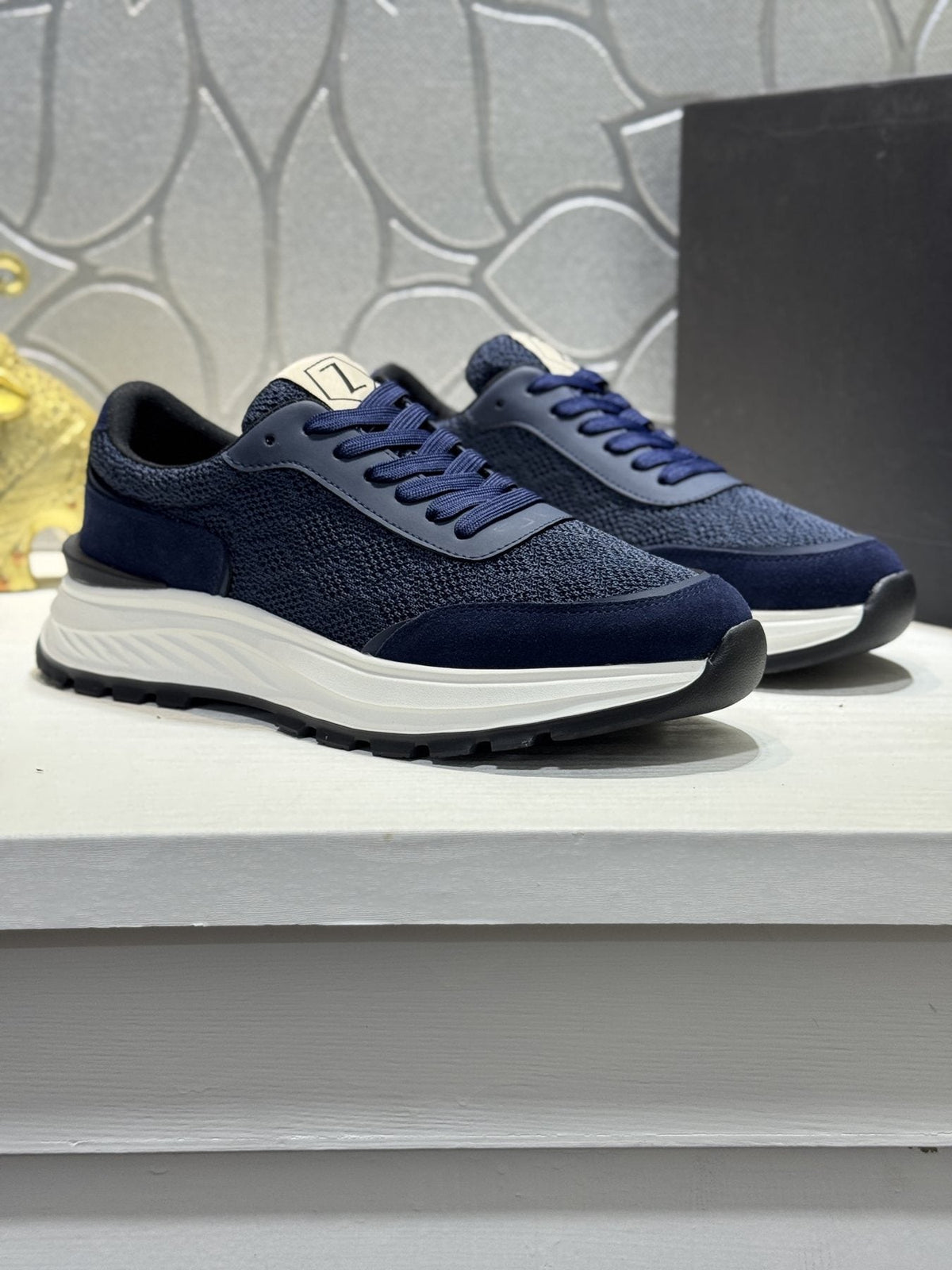Zegna Knit Lace-Up Sneakers — front