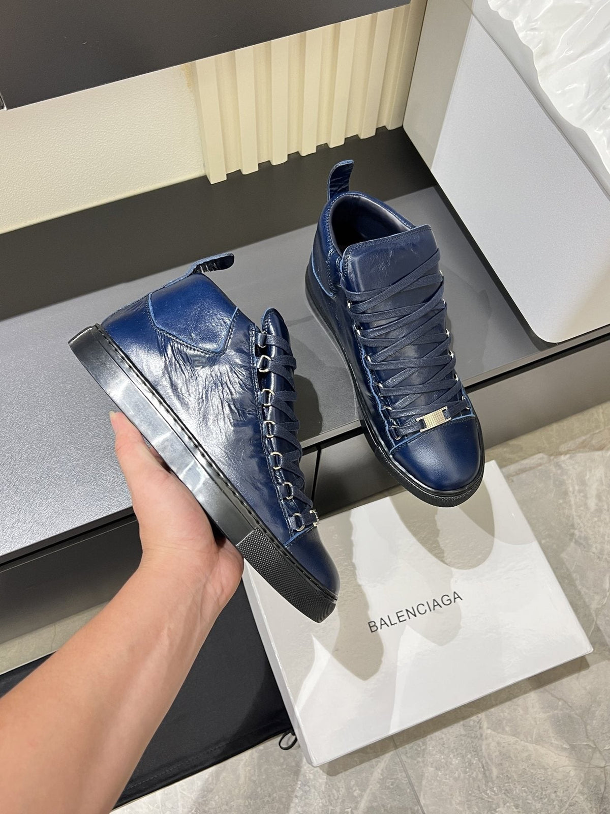 Balenciaga Lace-Up High-Top Sneakers — model
