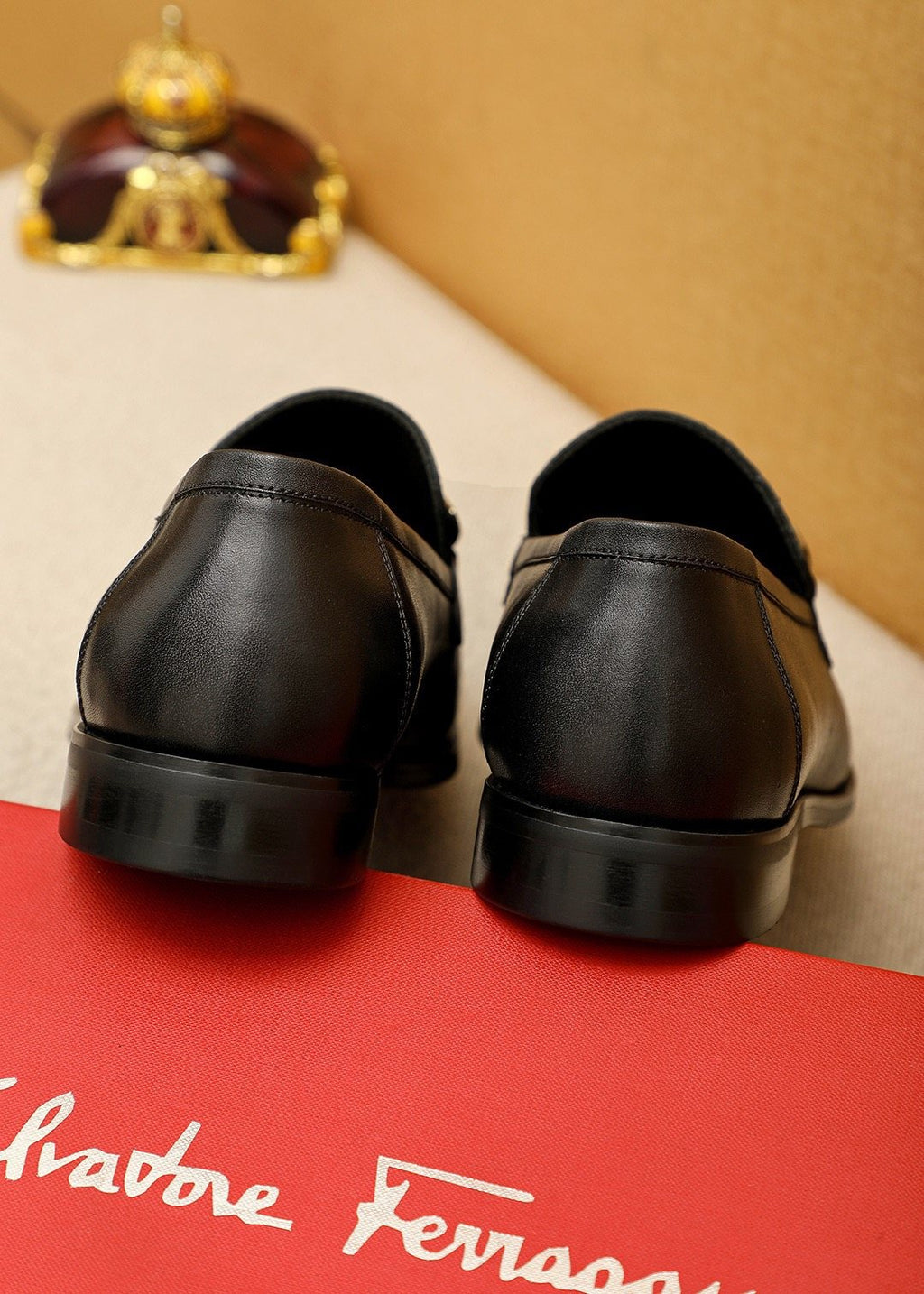 Ferragamo Silver-Tone Ornament Loafers — back