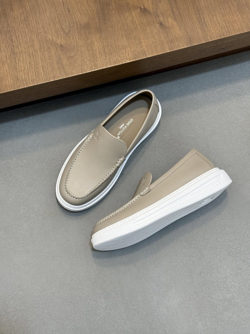 Louis Vuitton Contrast-Stitched Slip-On Sneakers — front