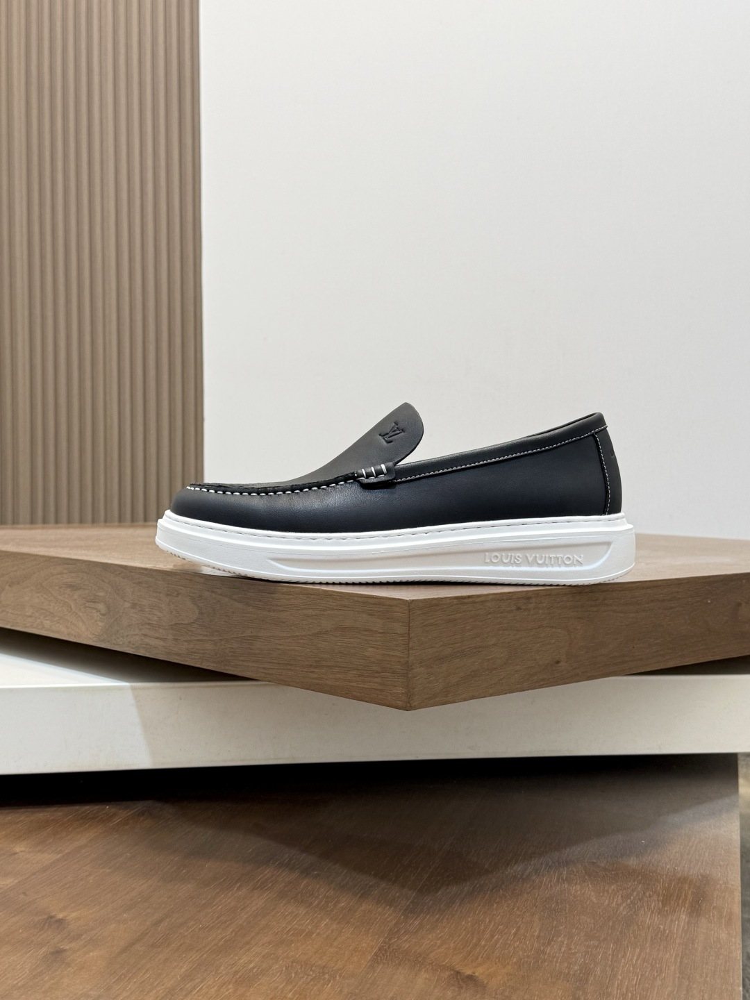 Louis Vuitton Contrast-Stitched Slip-On Sneakers — side