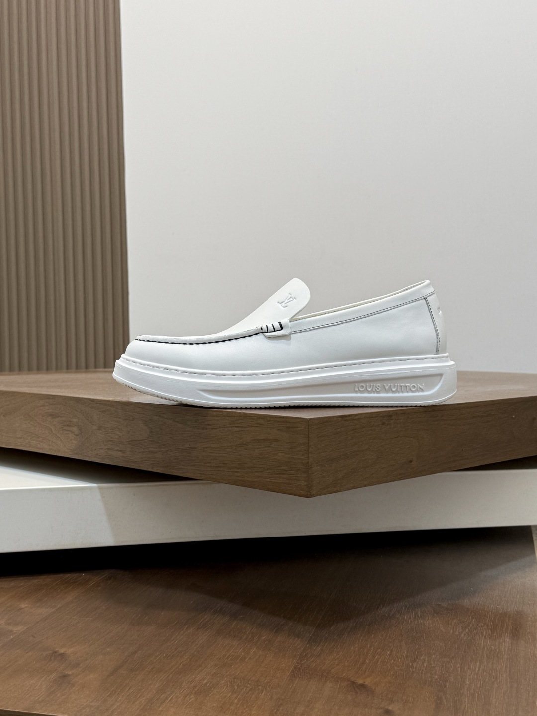 Louis Vuitton Contrast-Stitched Slip-On Sneakers — side