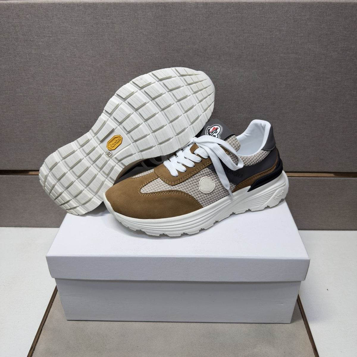 Moncler Mixed-Material Low-Top Sneakers — back