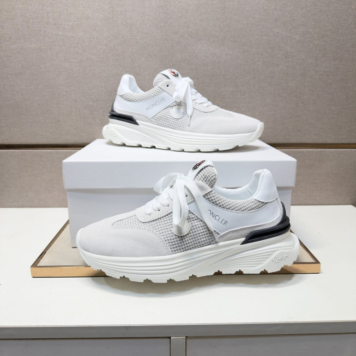 Moncler Mixed-Material Low-Top Sneakers — front
