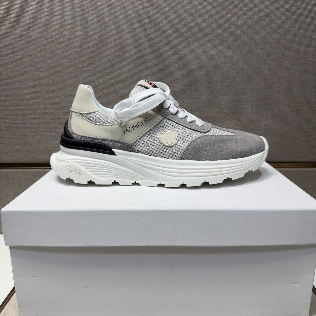 Moncler Light Gray & Navy Sneakers — side