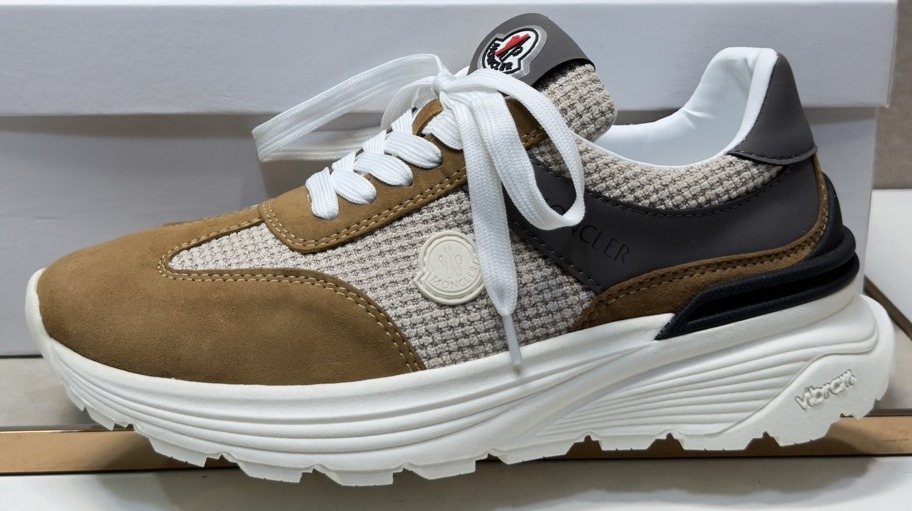 Moncler Light Gray & Navy Sneakers — front