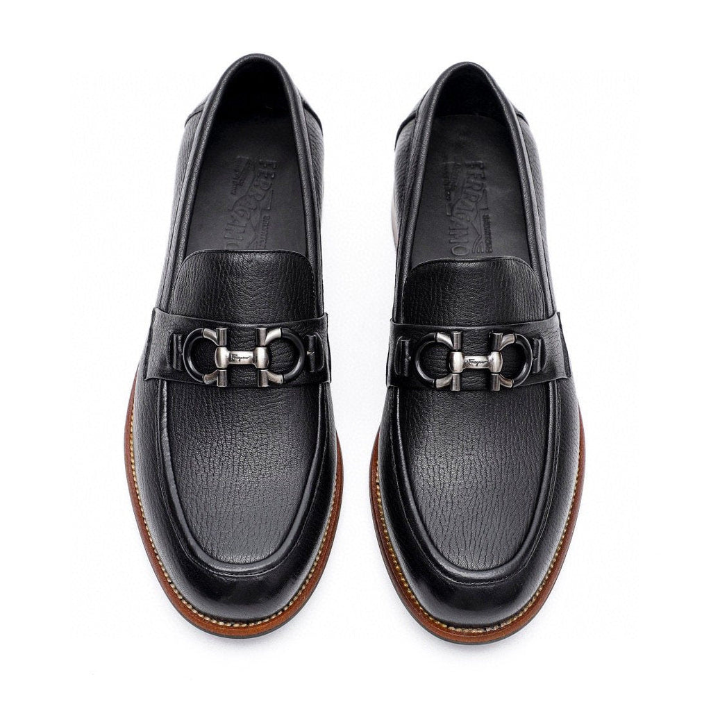 Salvatore Ferragamo Black Leather Bit Loafers — front