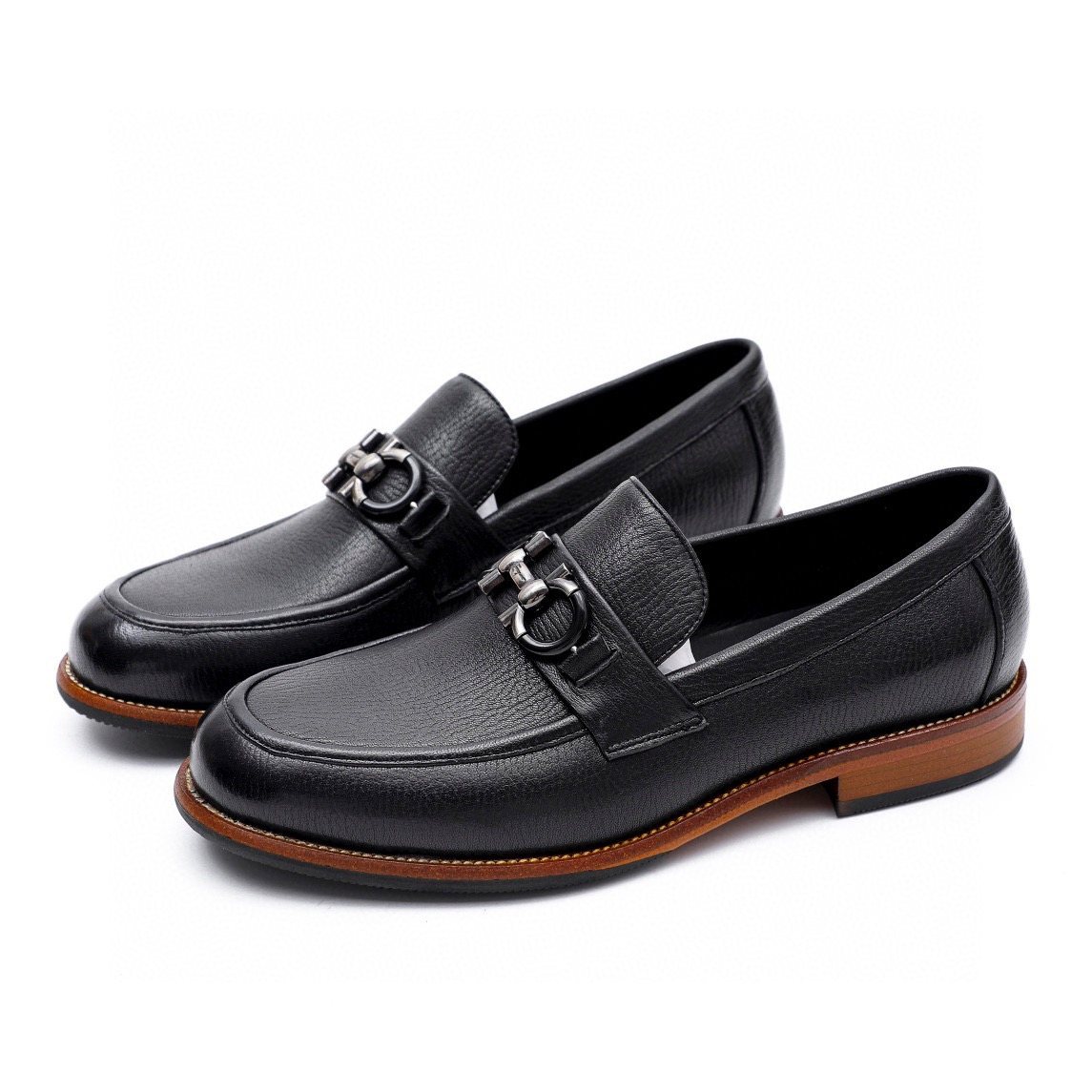 Salvatore Ferragamo Black Leather Bit Loafers — front