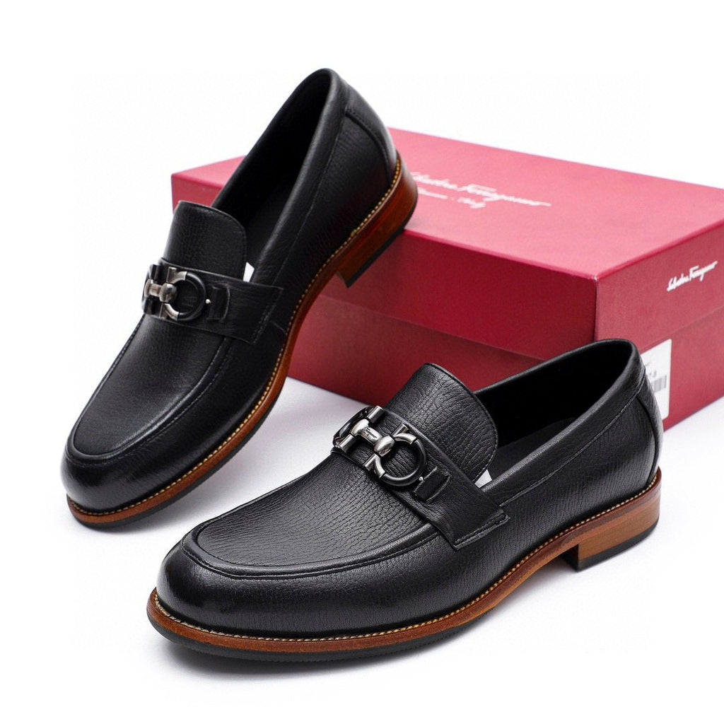 Salvatore Ferragamo Black Leather Bit Loafers — hero