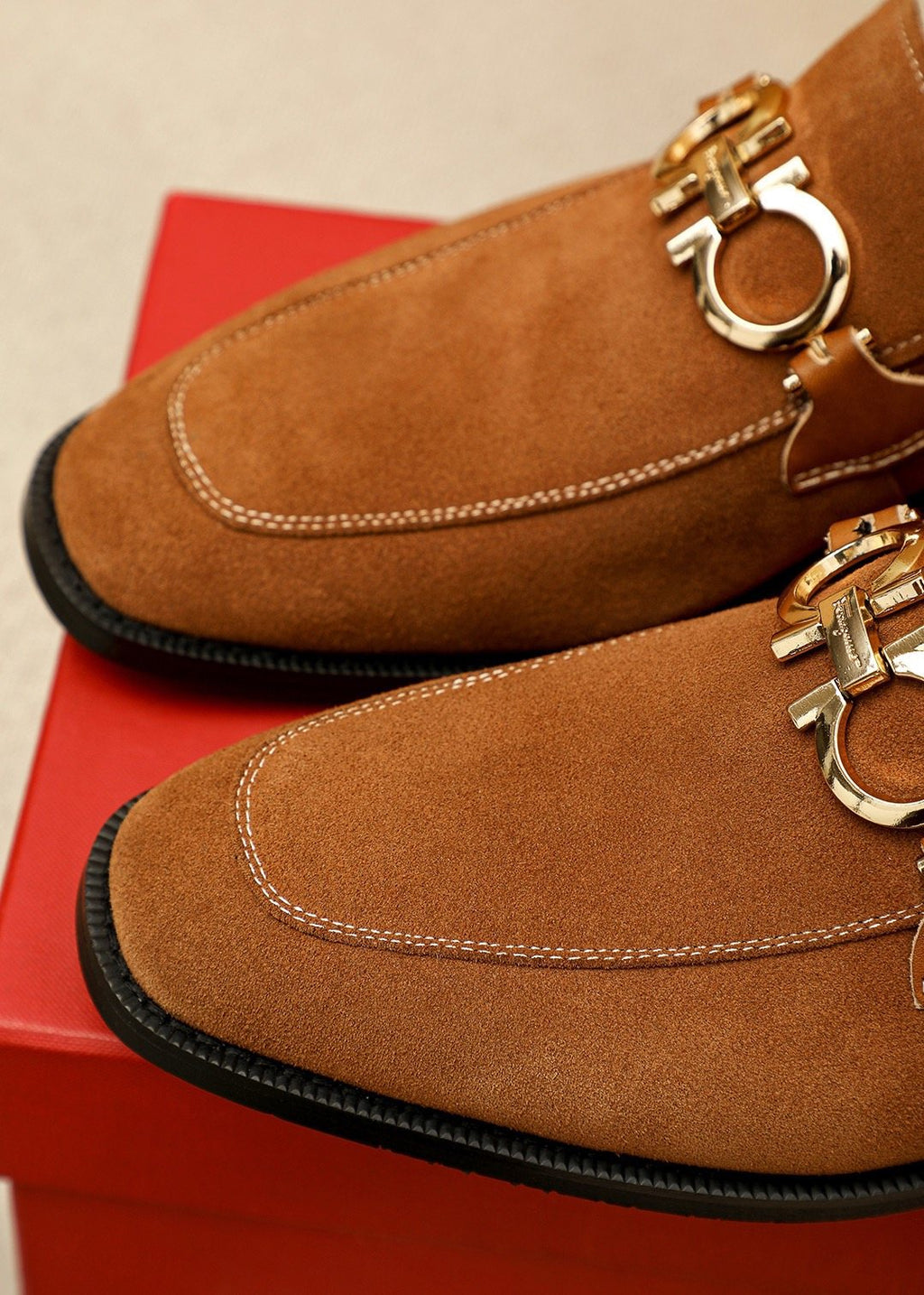Ferragamo Black Metal Buckle Loafers — detail