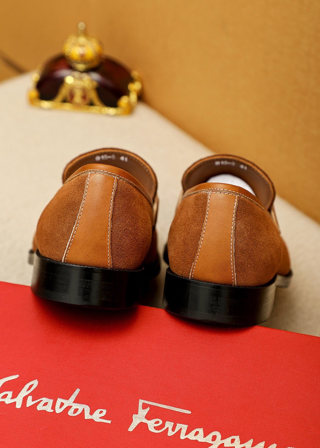 Ferragamo Black Metal Buckle Loafers — back