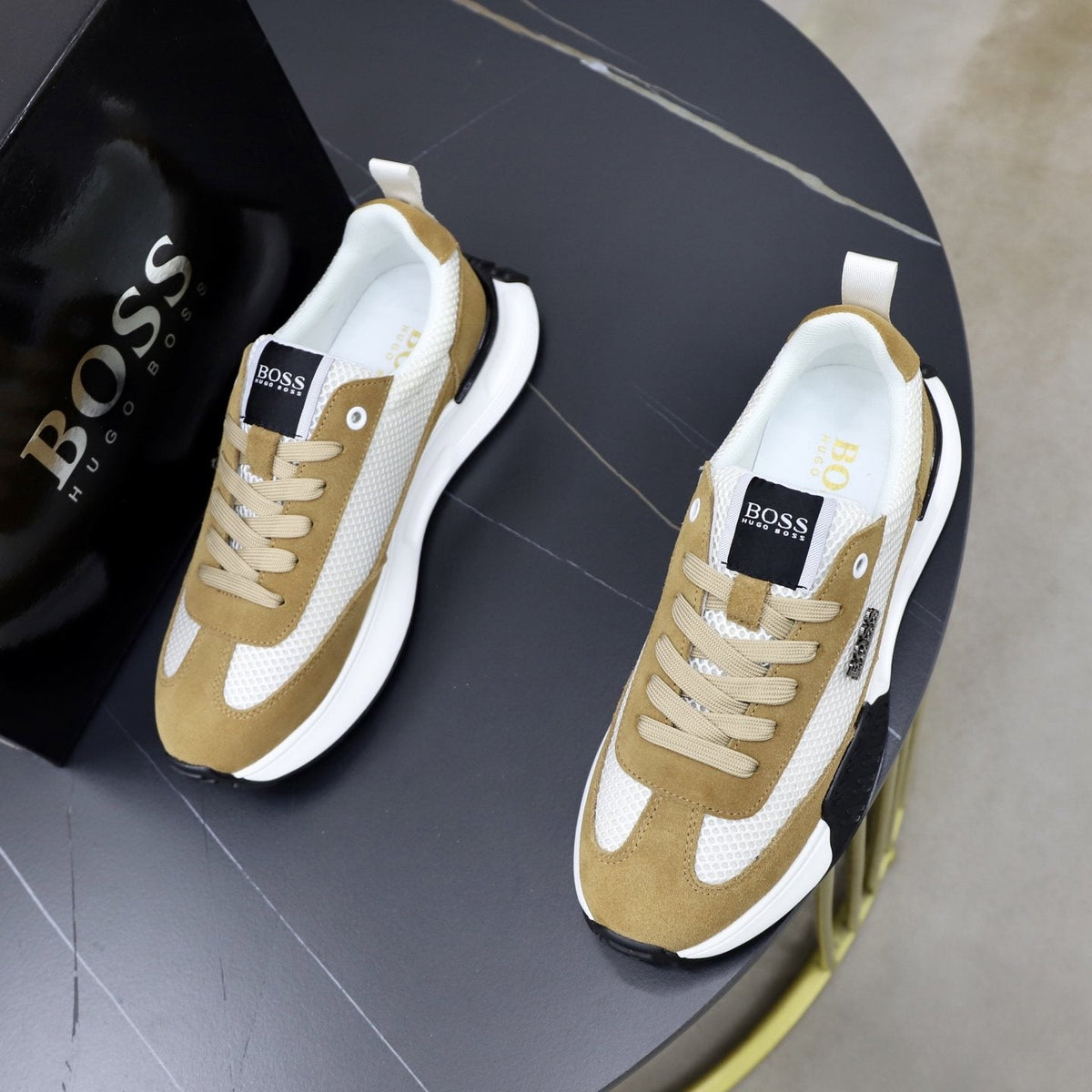 BOSS Knit-Panel Low-Top Sneakers — front