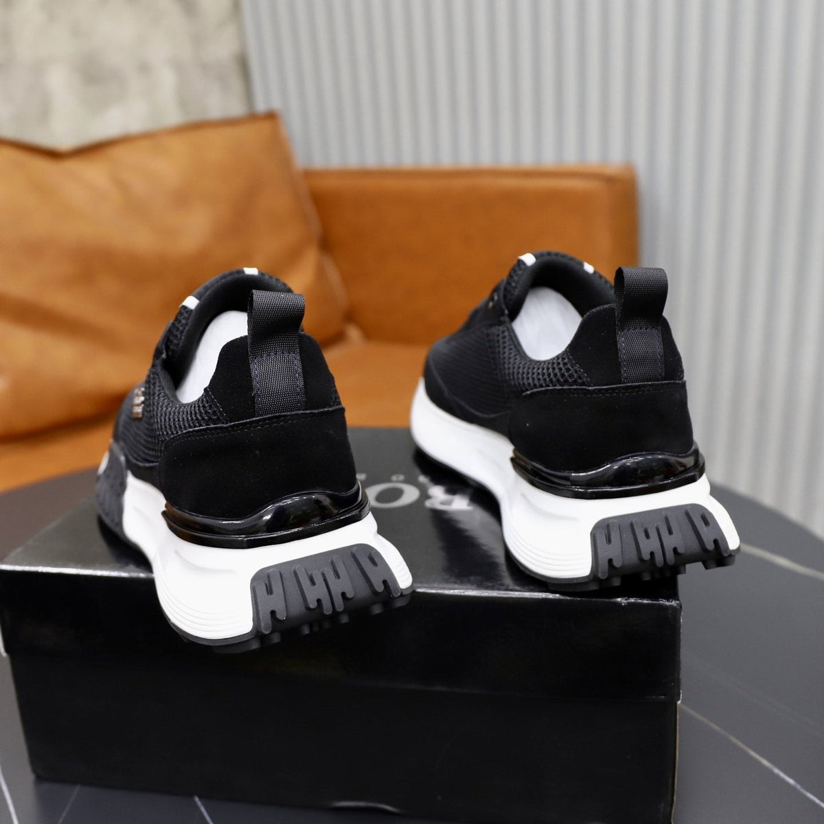 BOSS Knit-Panel Low-Top Sneakers — front