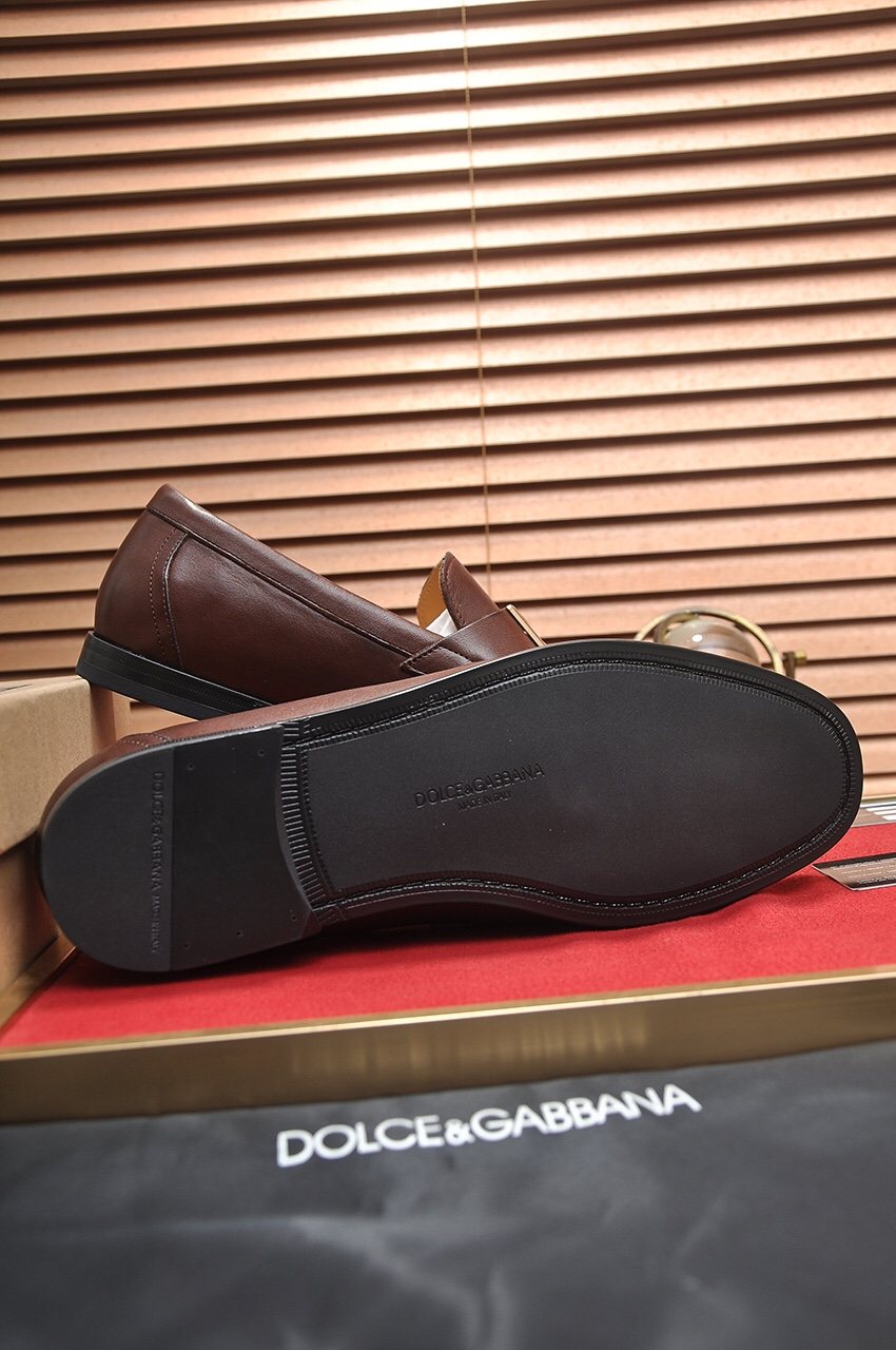 Dolce & Gabbana Leather Logo-Hardware Loafers — back