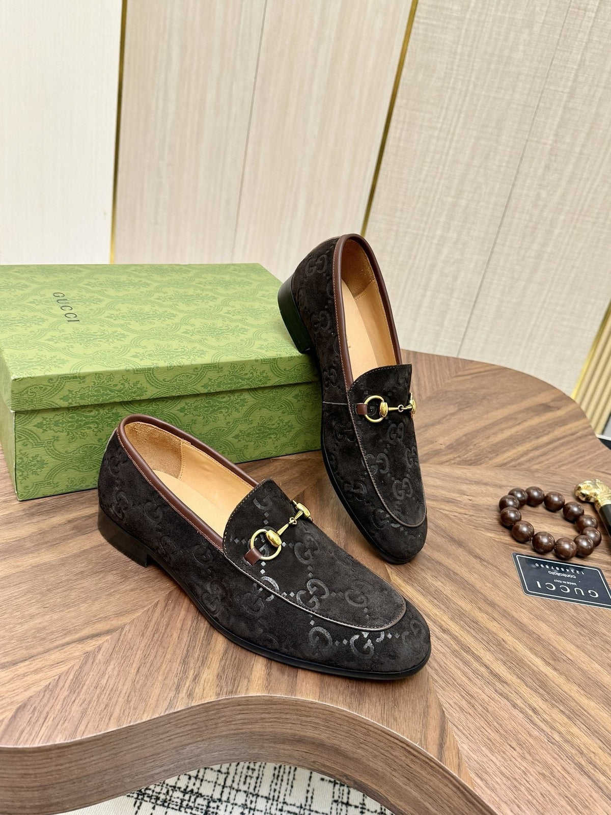 Gucci Horsebit Monogram Loafers — front