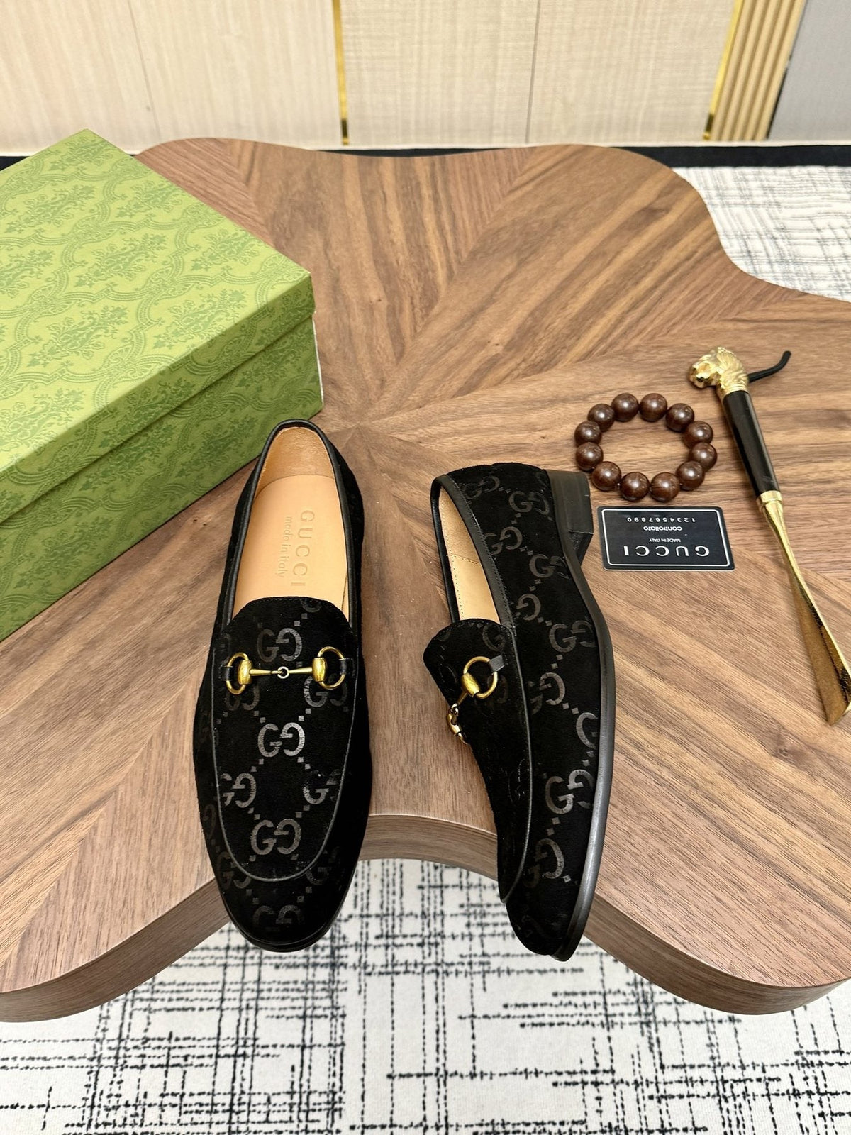 Gucci Horsebit Monogram Loafers — front