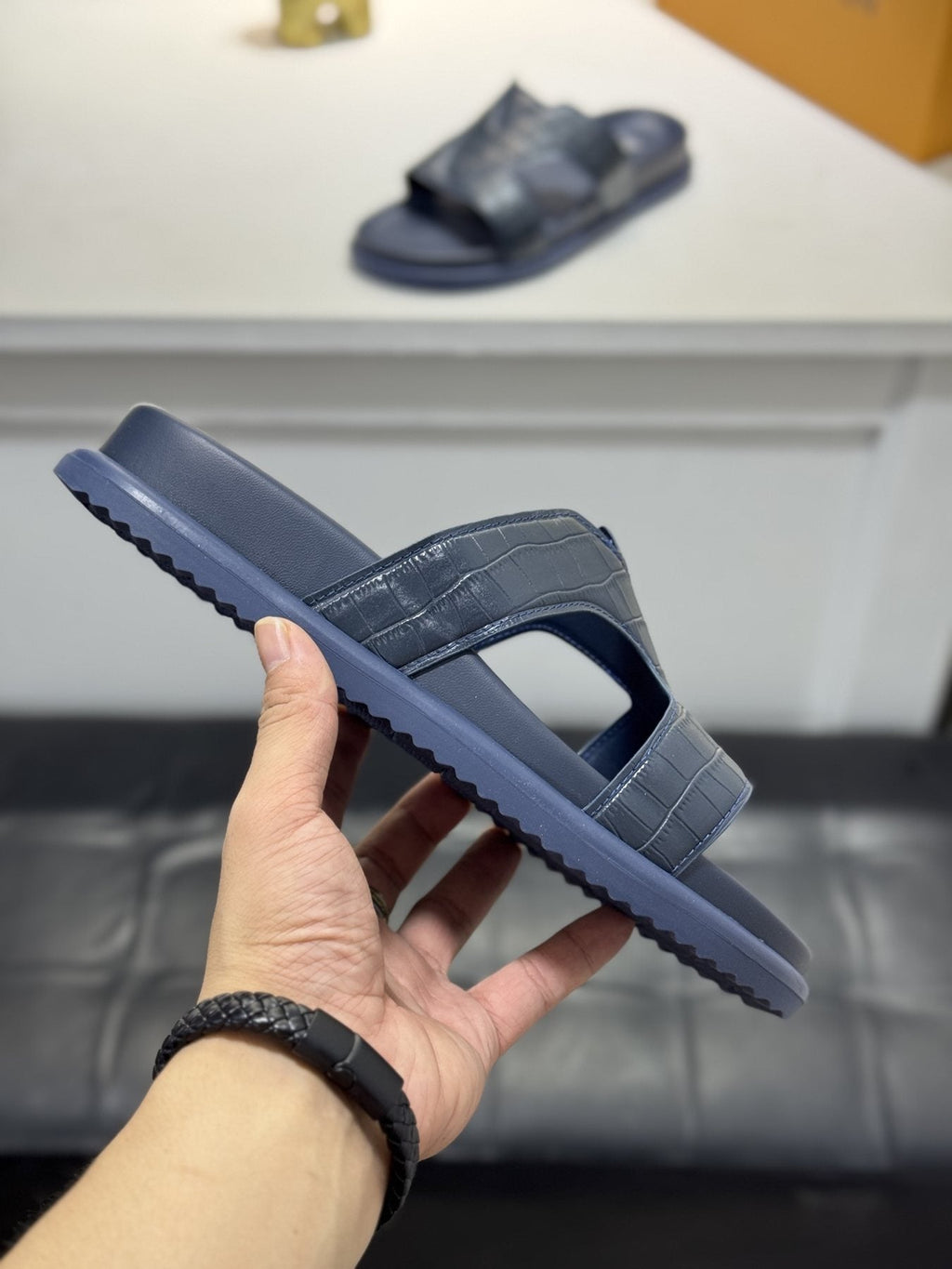 Louis Vuitton Embossed Strap Slide Sandals — side