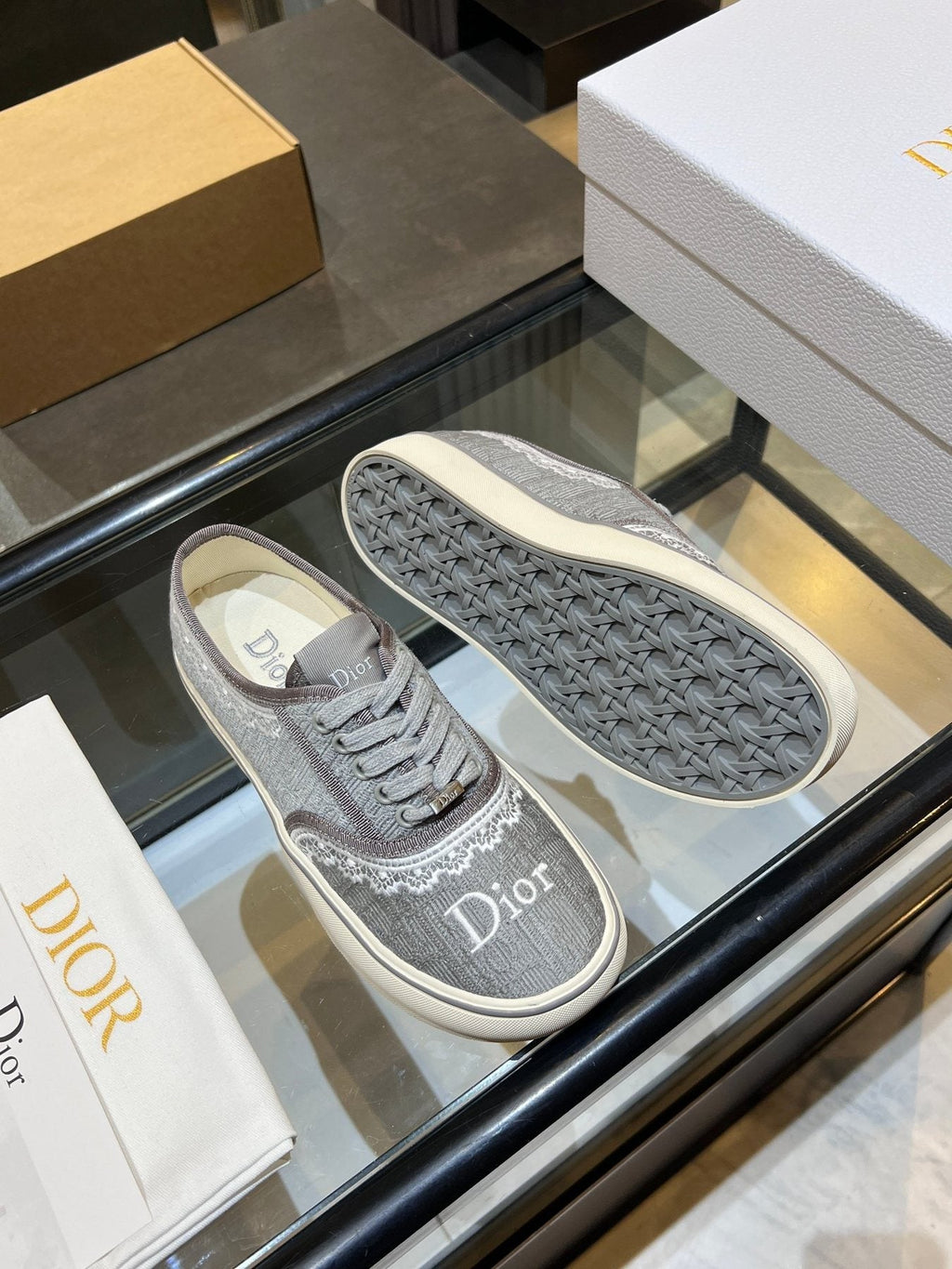 Dior Embroidered Canvas Low-Top Sneakers — side