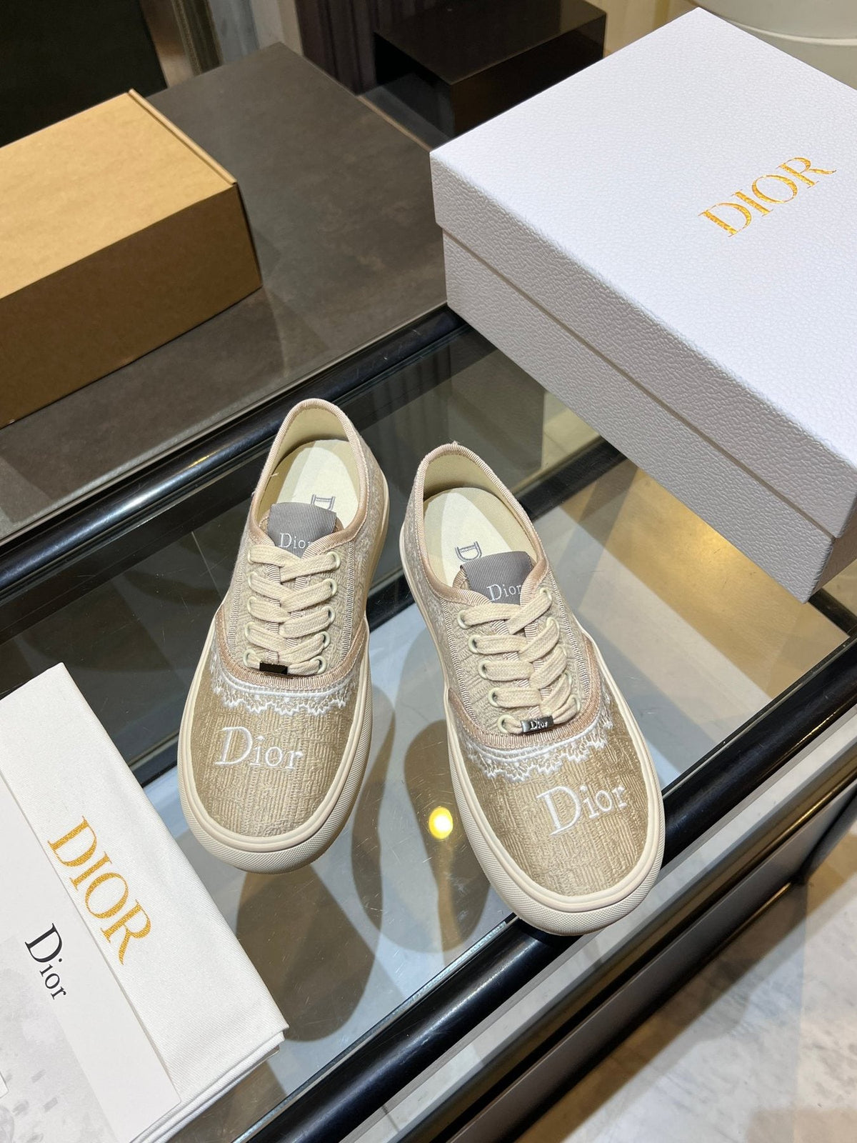 Dior Embroidered Canvas Low-Top Sneakers — front