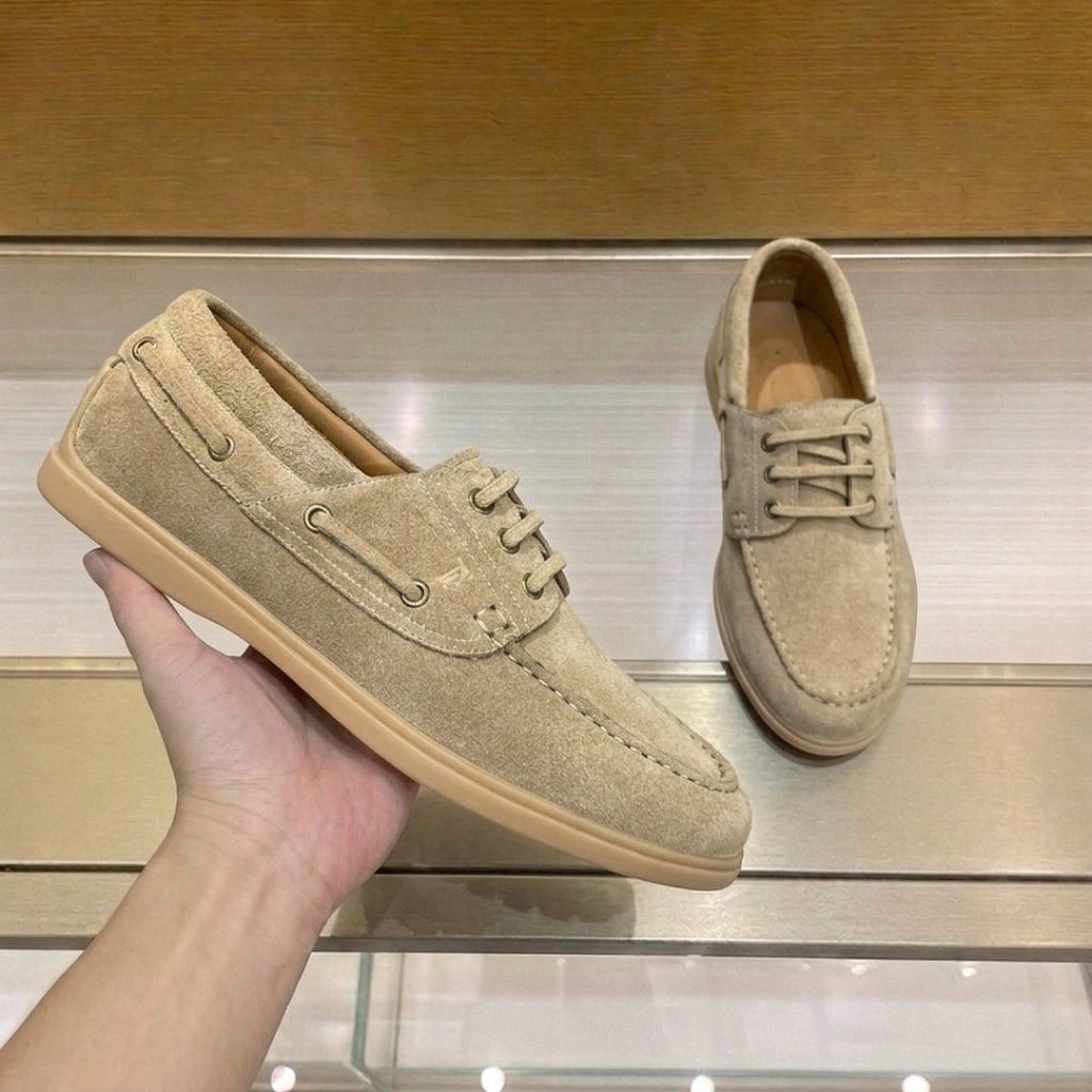 Tod's Navy Blue Boat Shoes — side