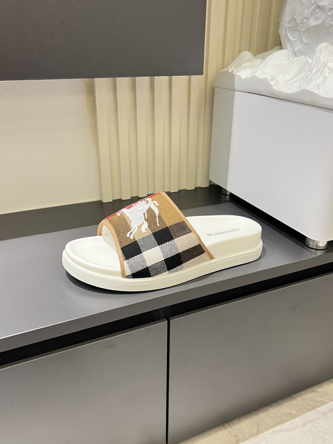 Burberry Plaid Slide Sandals — side