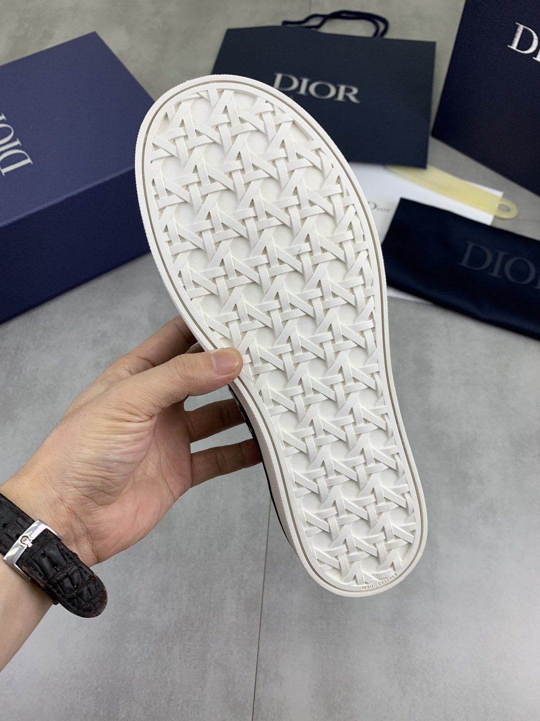 微商相册测试鞋子-Dior Navy Pattern Slip-On Sneakers — detail