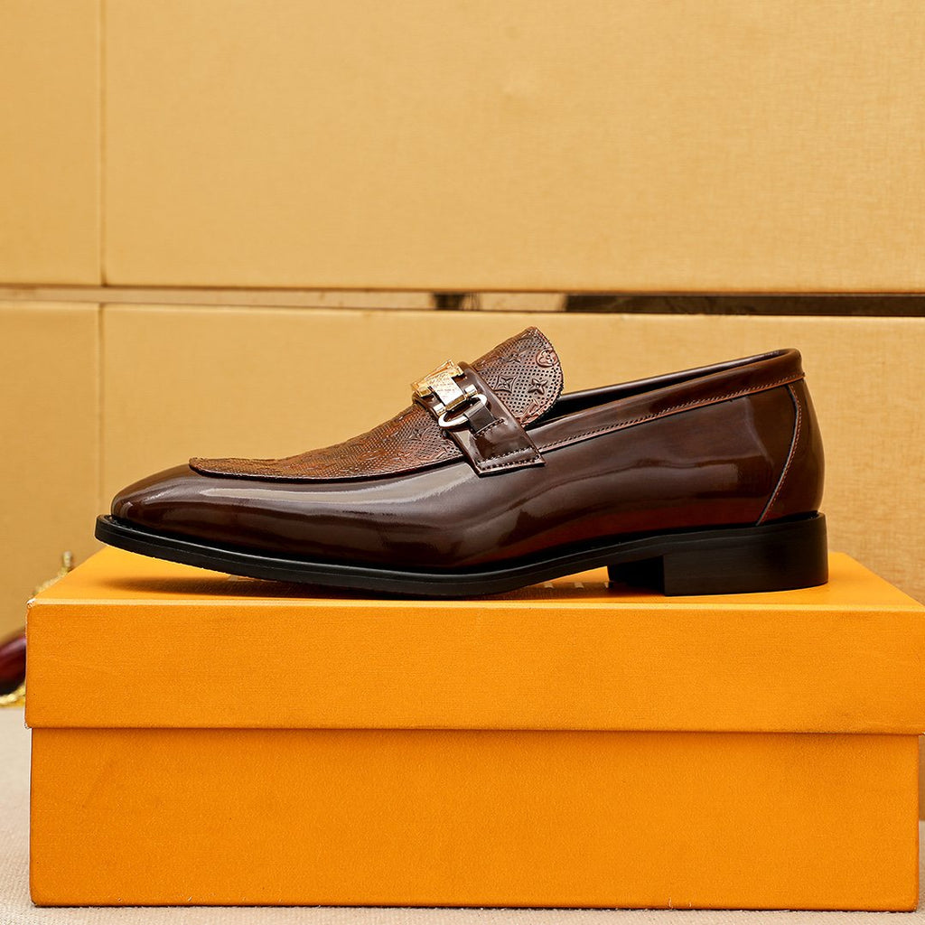 Louis Vuitton Embossed Buckle Loafers — side