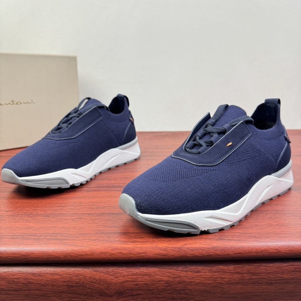 Santoni Light Gray Knit Sneakers — front