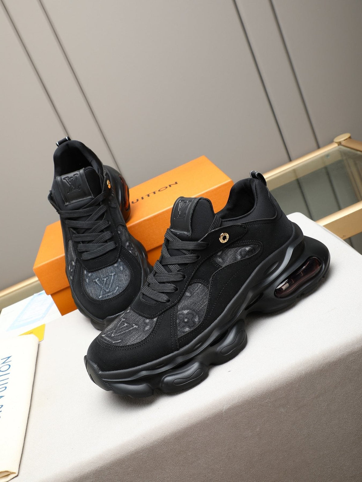 Louis Vuitton Patterned Panel Chunky Sneakers — side