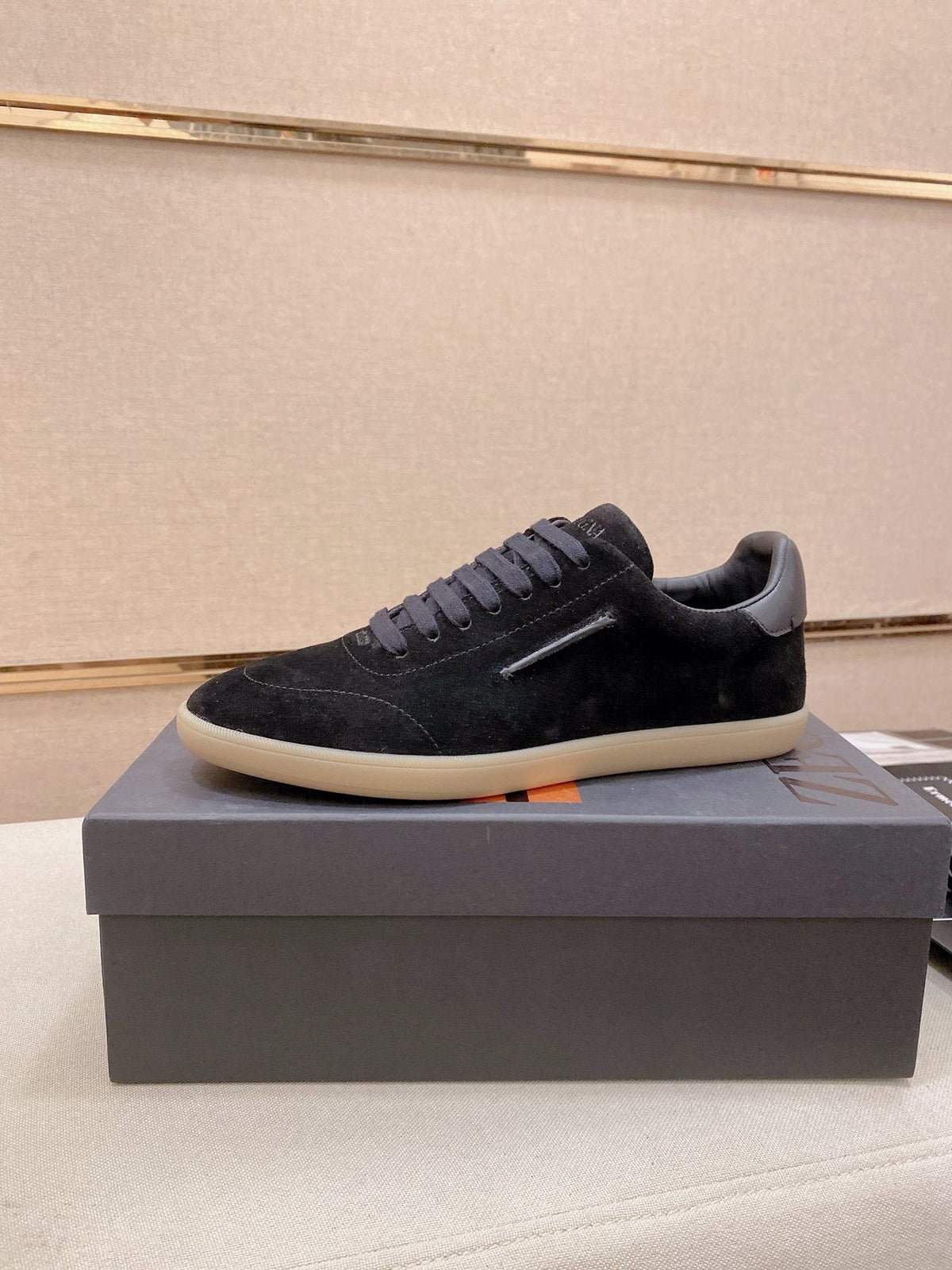 Zegna Suede Low-Top Sneakers — front