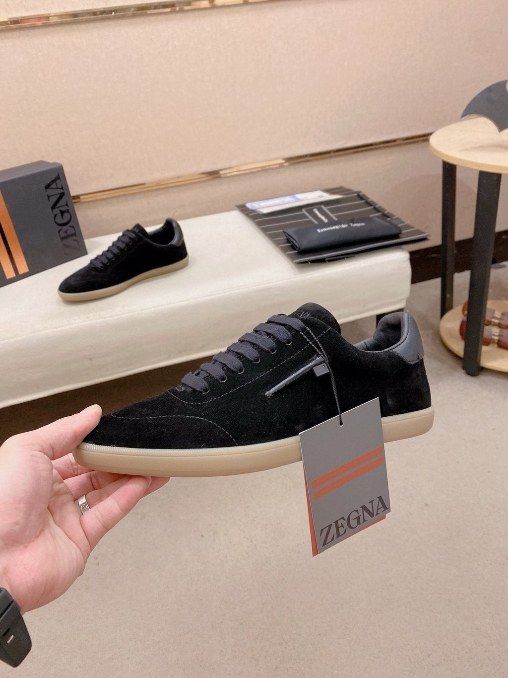 Zegna Suede Low-Top Sneakers — side
