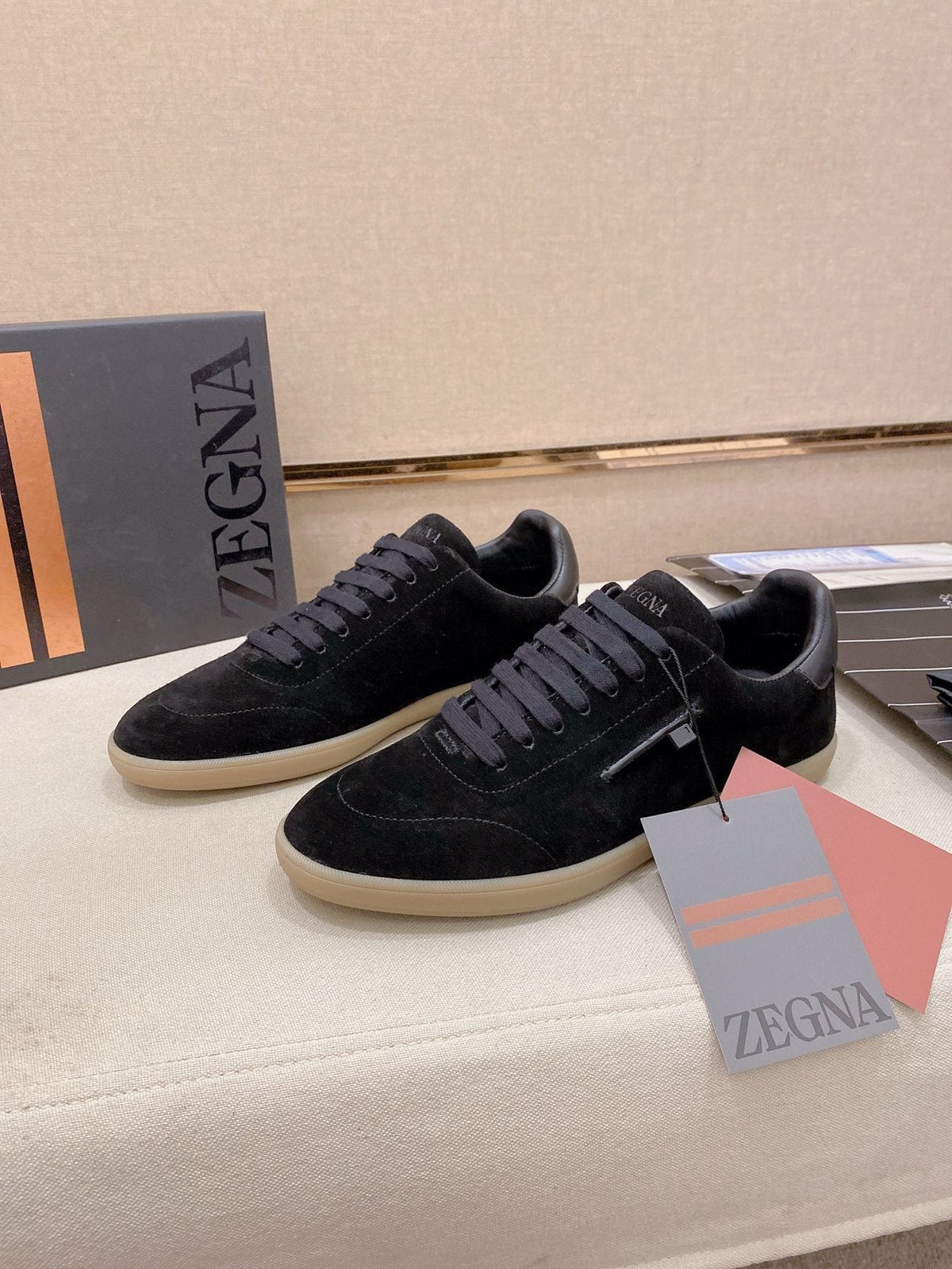 Zegna Suede Low-Top Sneakers — front