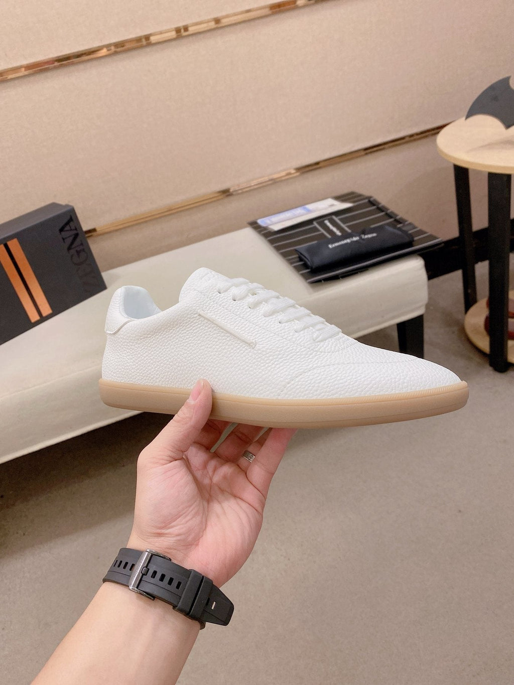 Zegna Suede Low-Top Sneakers — side