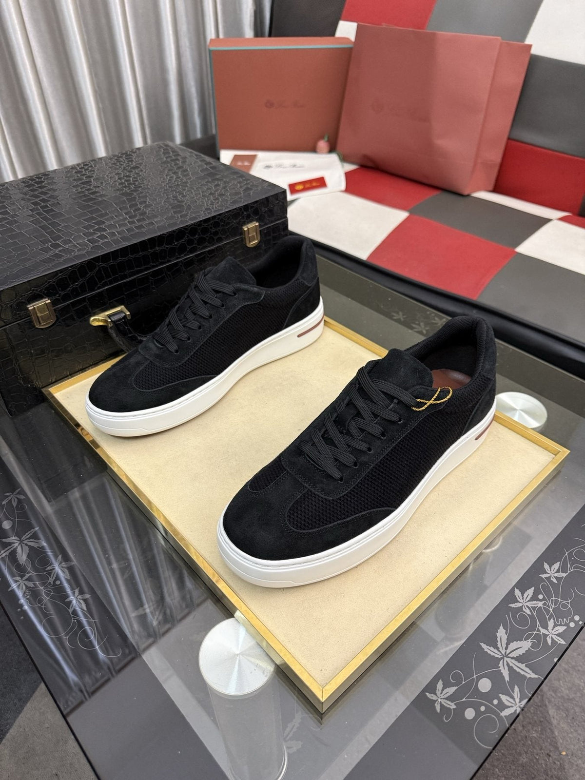 Textured Low-Top Sneakers — front