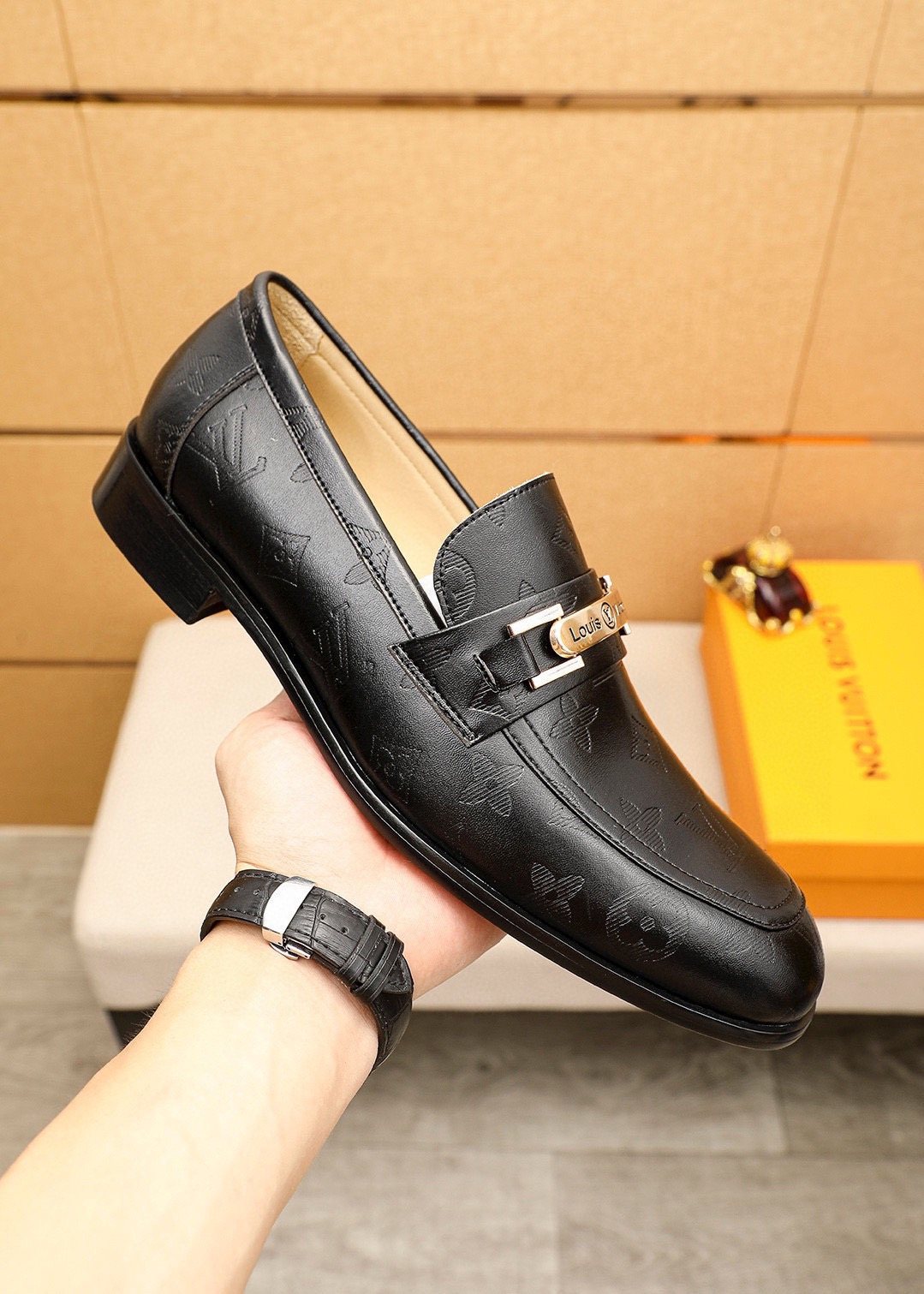Louis Vuitton Textured Hardware Loafers — side