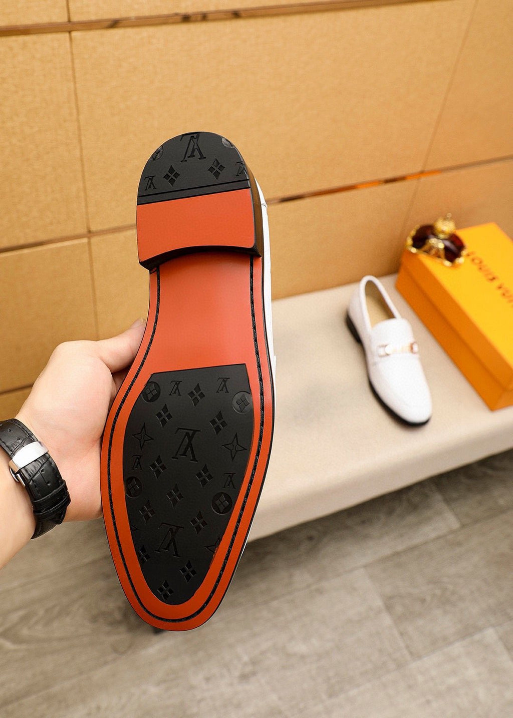 Louis Vuitton Textured Hardware Loafers — detail
