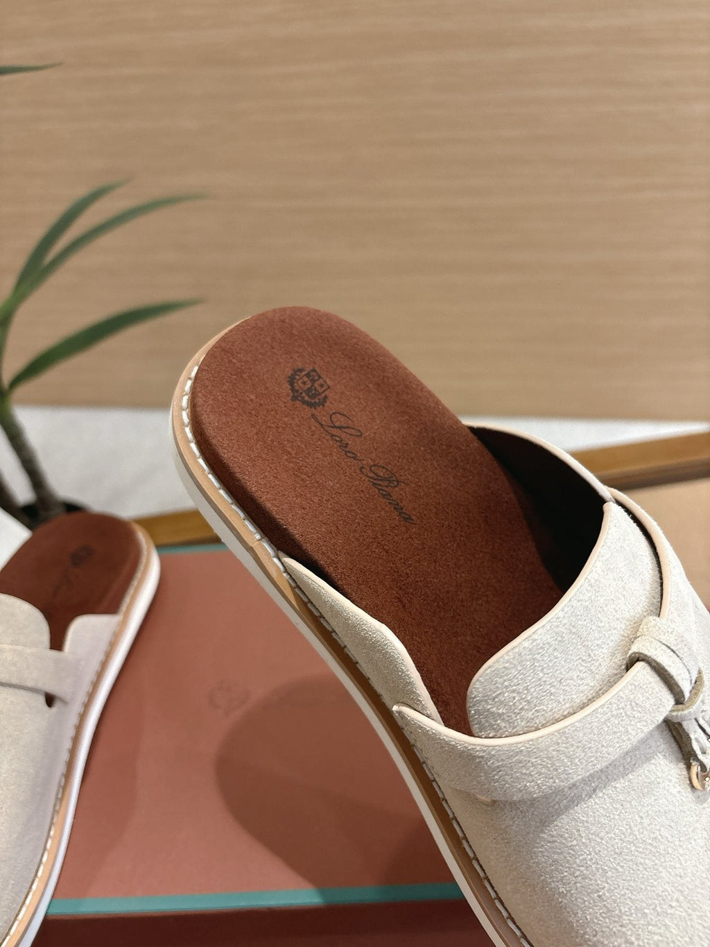 Loro Piana Textured Leather Mule Sandals — front