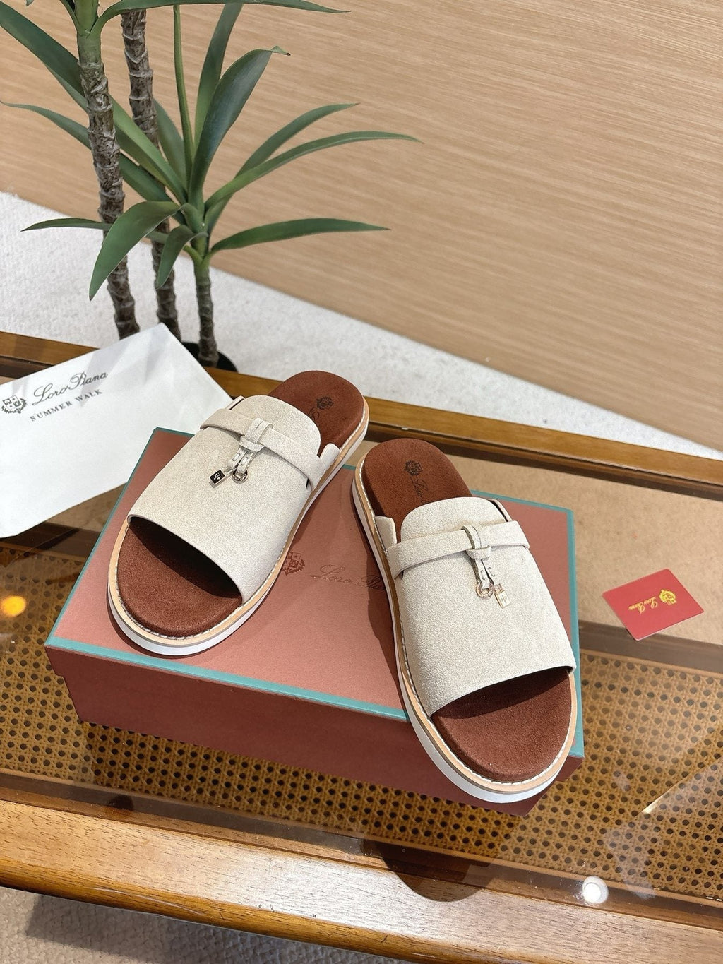 Loro Piana Textured Leather Mule Sandals — side